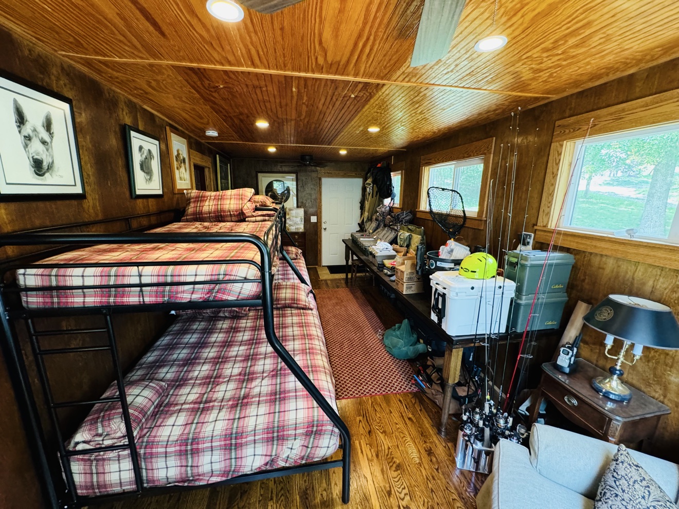 Bunk room with fishing gear