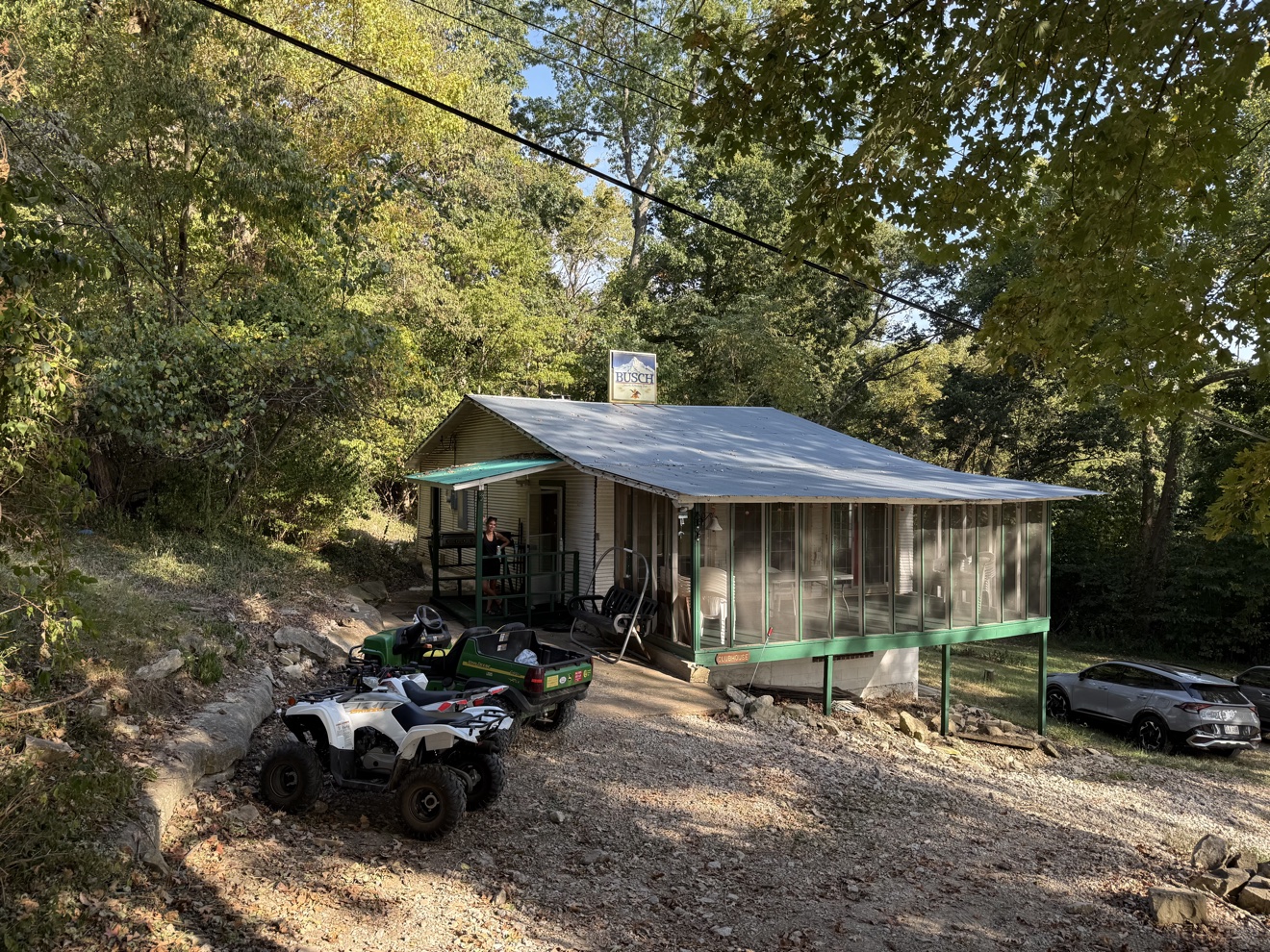 Clubhouse exterior with ATVs