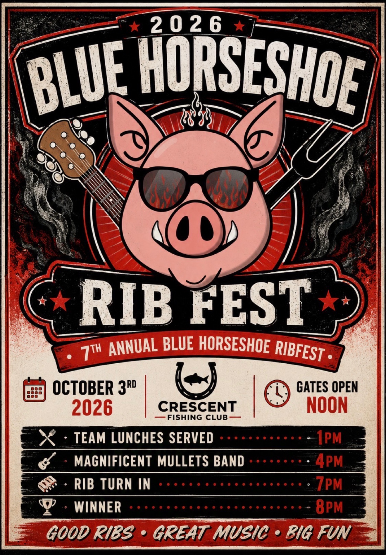 7th Annual Blue Horseshoe Ribfest poster, 2026