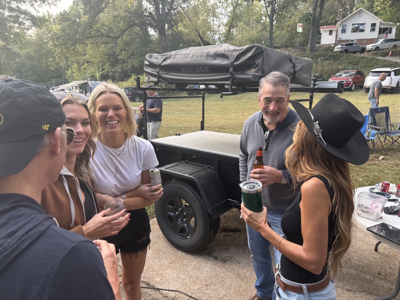 Gathering by the trailer